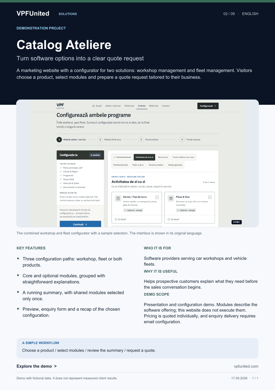PDF overview: Catalog Ateliere B2B configurator template overview.